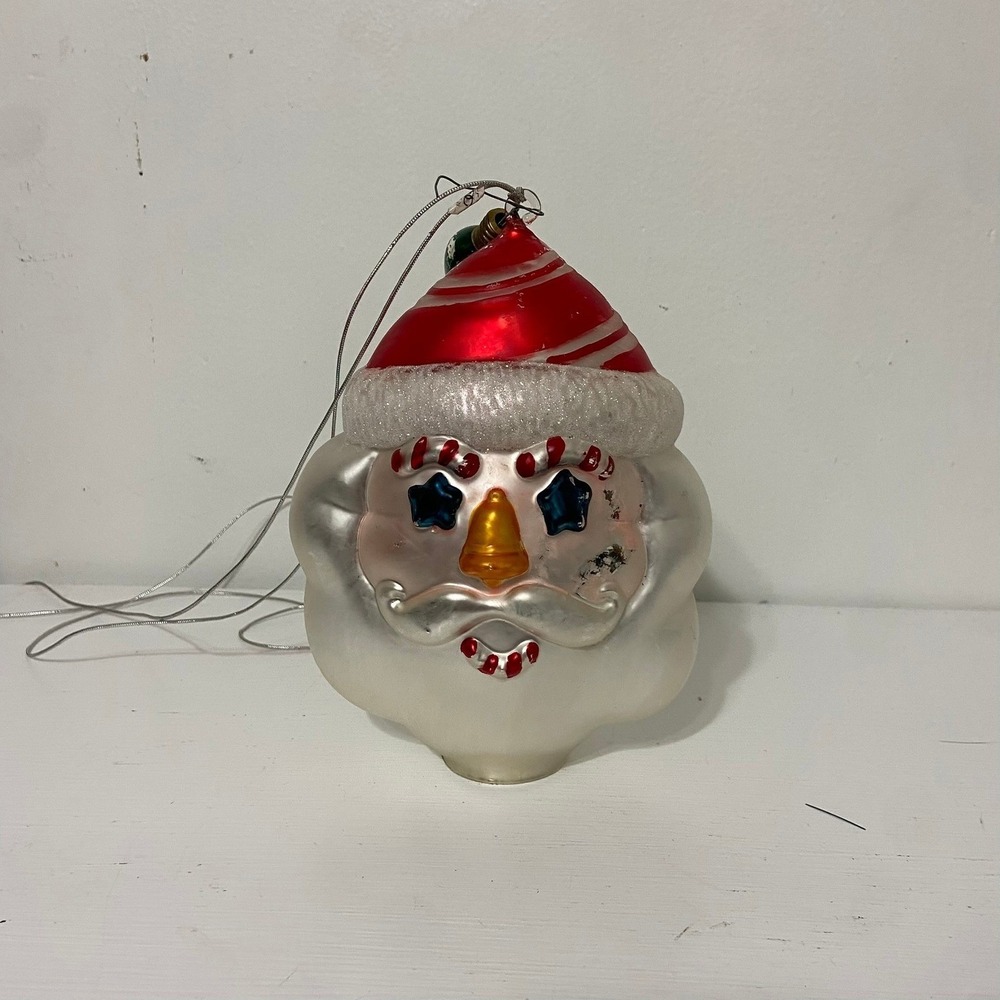 Vintage Department 56 Hand Blown Santa Head Ornament
